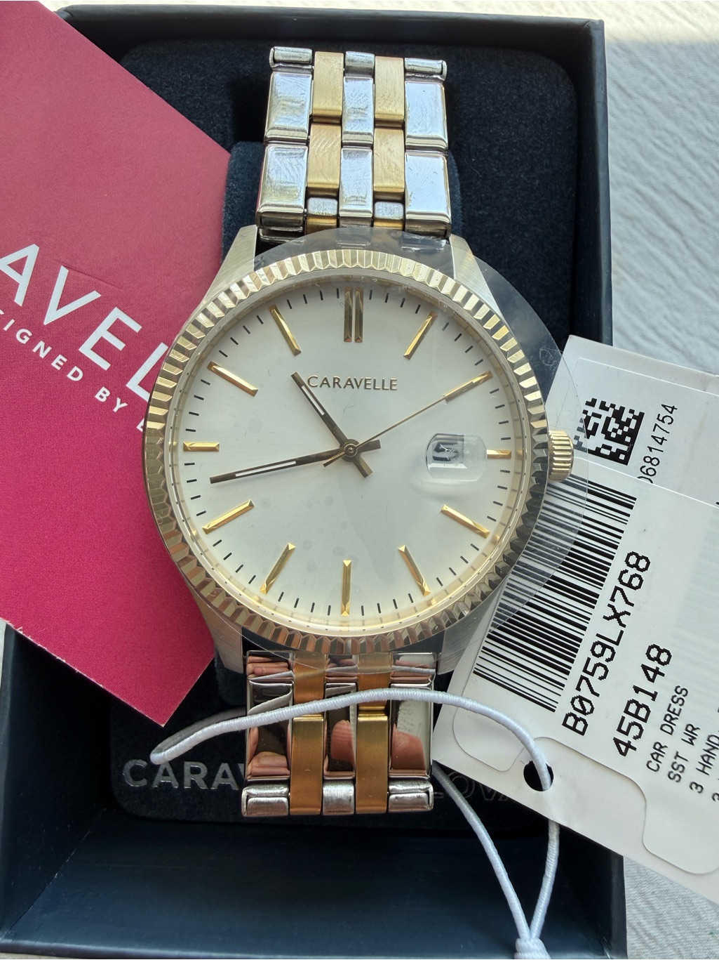 New Caravelle By Bulova Datejust 41mm Fluted Bezel Quartz Watch